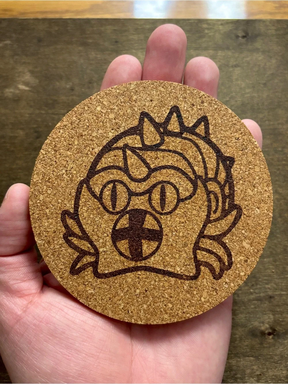 Pokemon Omastar Face Laser Engraved Cork Coaster